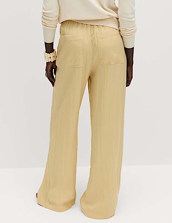 Spodnie z przewagą lyocellu z szeroką nogawką i troczkiem - PL