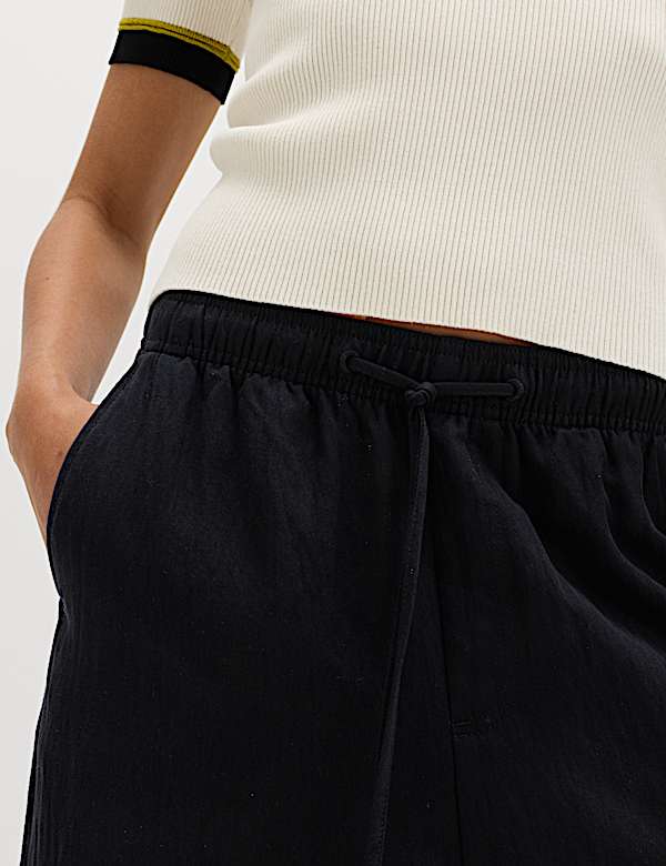 Lyocell Rich Drawstring Wide Leg Trousers - NO