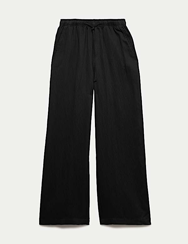 Lyocell Rich Drawstring Wide Leg Trousers - NO