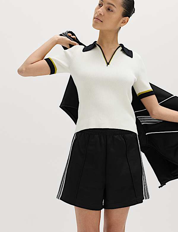 Short en coton &agrave; rayure lat&eacute;rale - LU