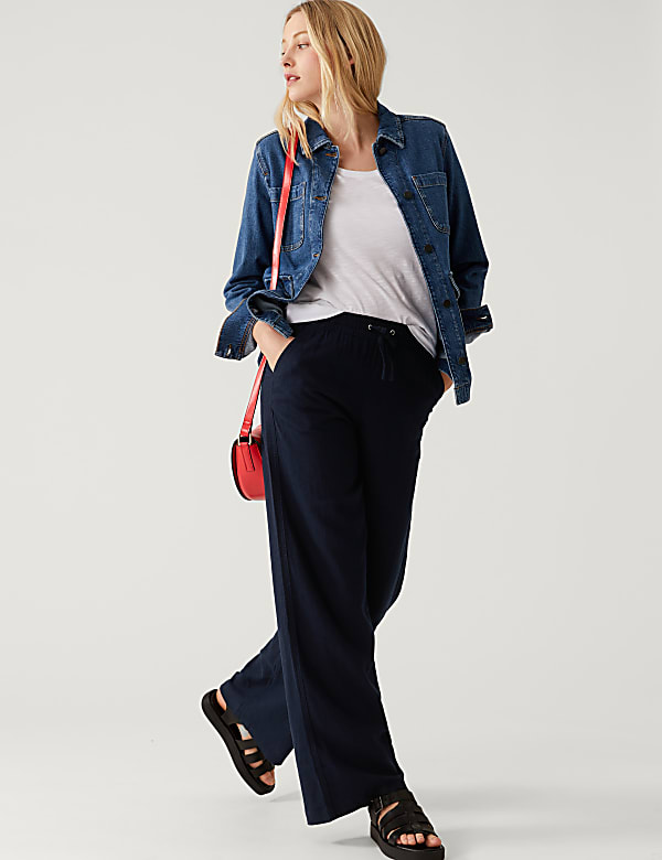 Linen Rich Wide Leg Trousers - CZ