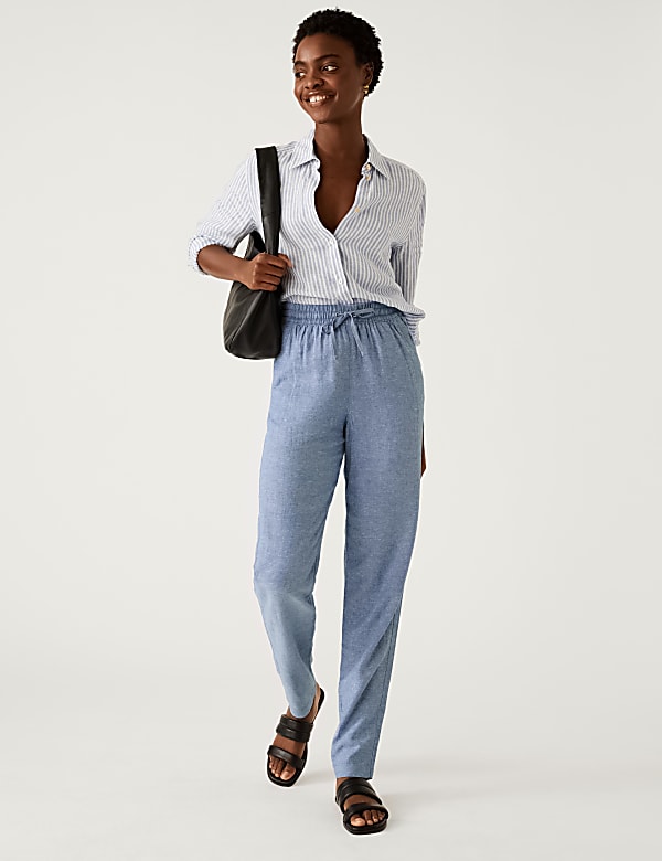 Linen Rich Tapered Trousers