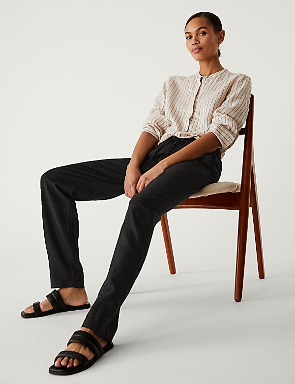 Linen Rich Tapered Trousers