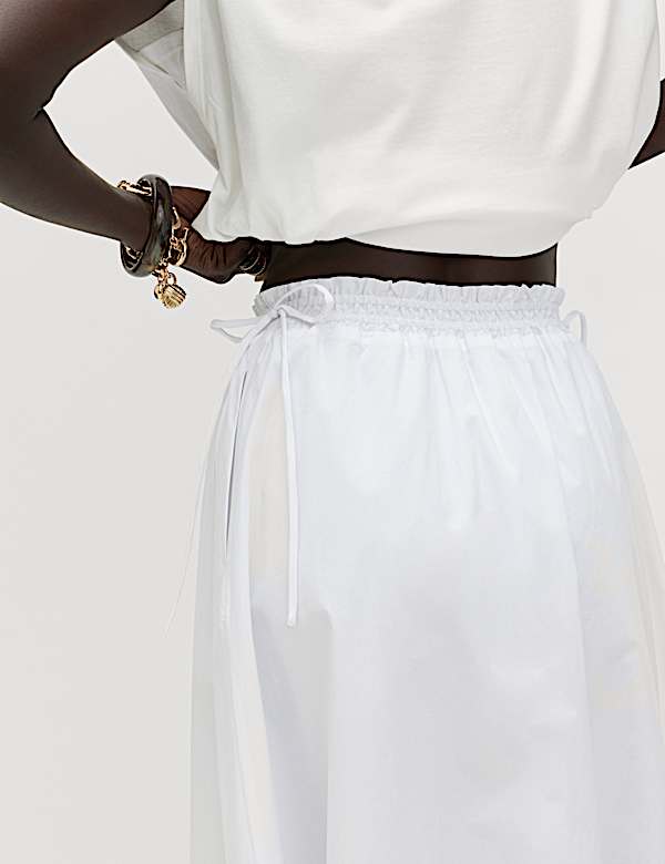 Pure Cotton Poplin Midi Skirt - PT
