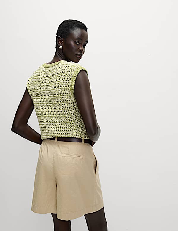 Bermuda 100 % coton à pli devant - LU