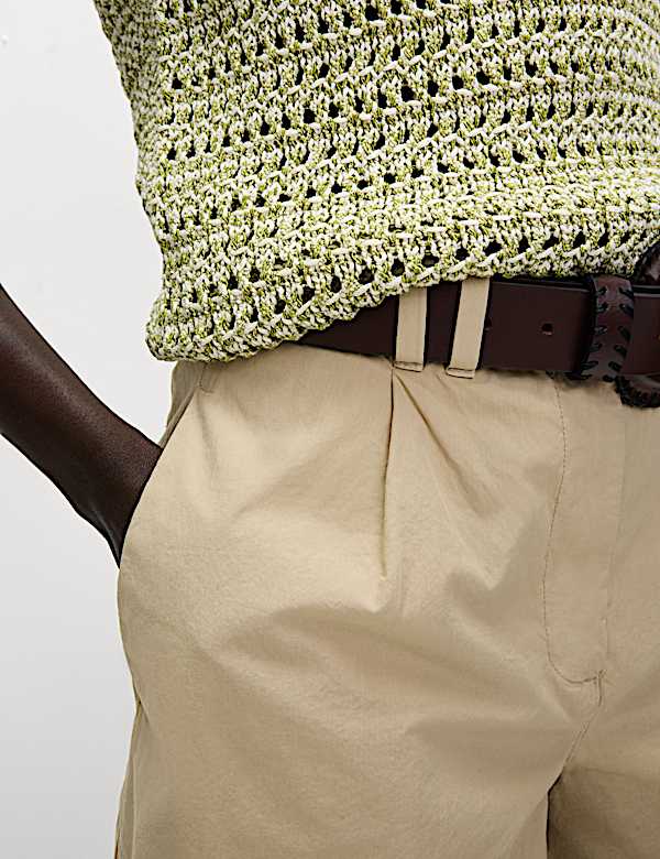 Bermuda 100 % coton à pli devant - LU