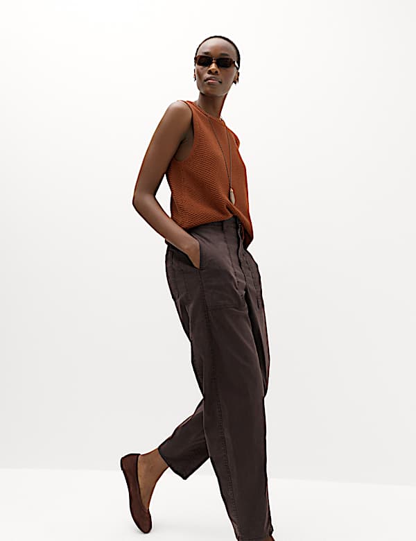 Pantalon utilitaire coupe barrel en lyocell - BE