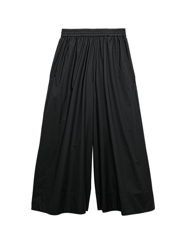 Pure Cotton Cropped Palazzo Trousers