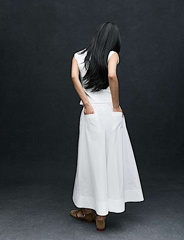 Pure Cotton Cropped Palazzo Trousers