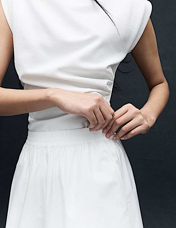 Pure Cotton Cropped Palazzo Trousers