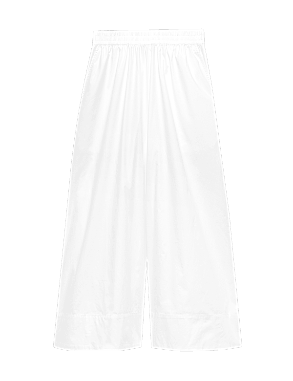 Pure Cotton Cropped Palazzo Trousers