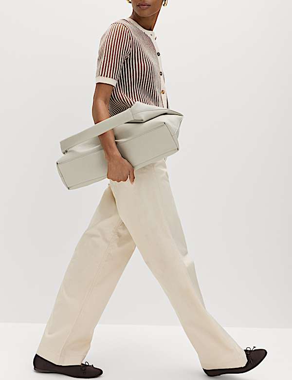 Pure Cotton Belted Straight Leg Trousers - GR