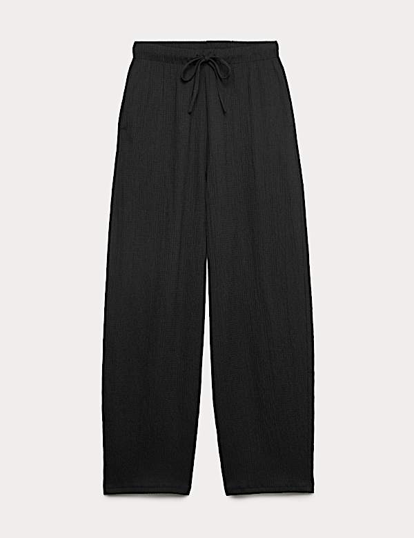 Textured Elasticated Waist Carrot Leg Trousers - SK