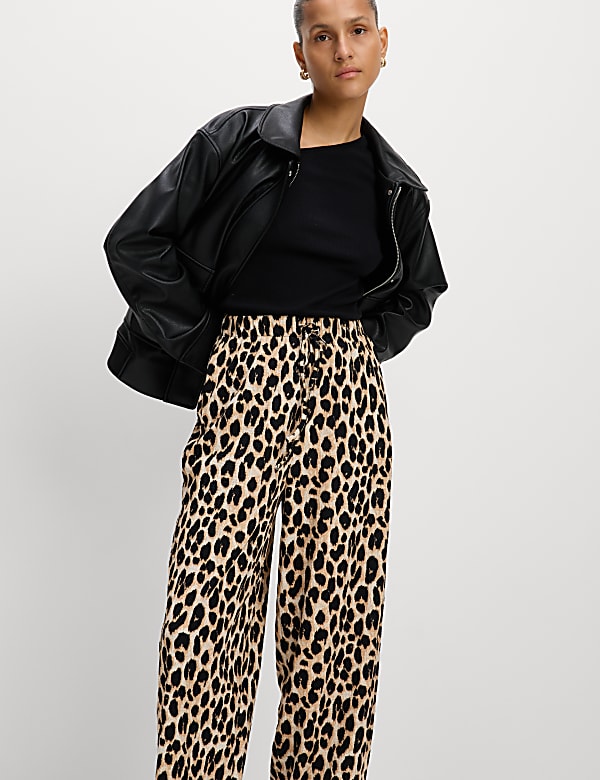 Animal Print Carrot Leg Ankle Grazer Trousers - EE
