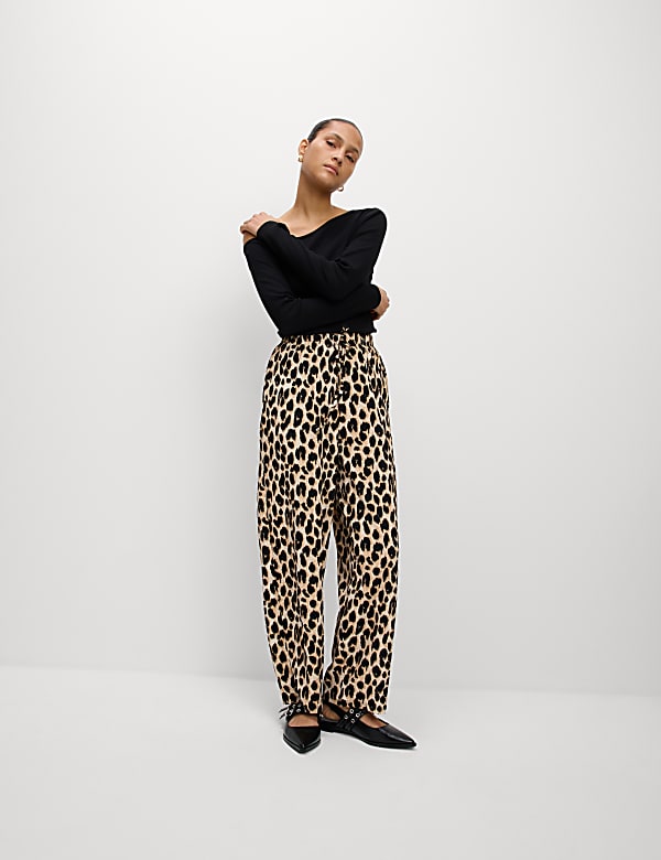 Animal Print Carrot Leg Ankle Grazer Trousers - EE