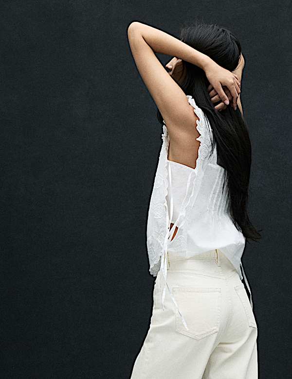 High Waisted Wide Leg Turn Up Jeans - GR