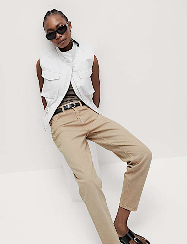 Mom High Waisted Colour Ankle Grazer Jeans - MV