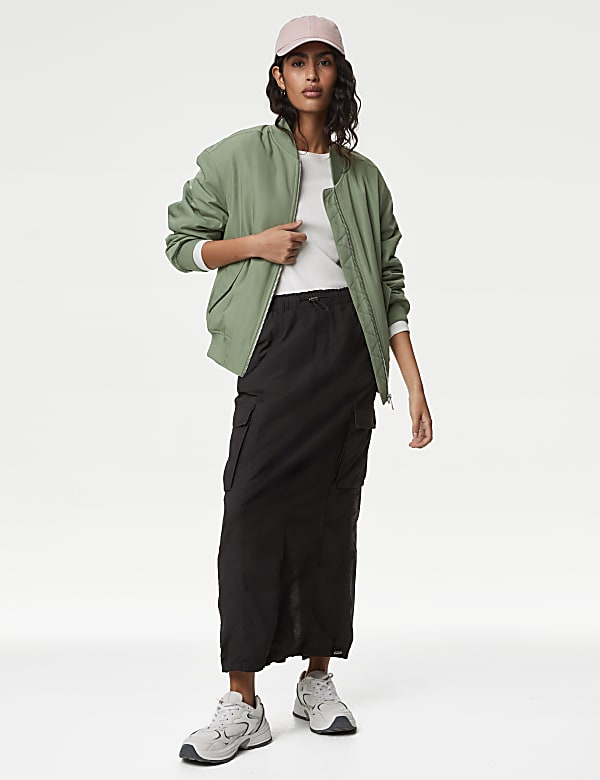 Pure Cotton Maxi Utility Skirt - US