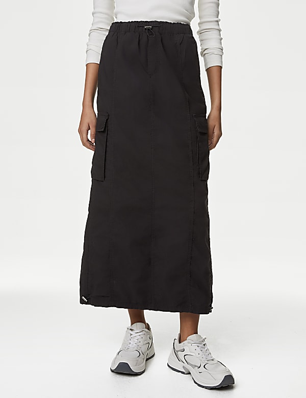 Pure Cotton Maxi Utility Skirt