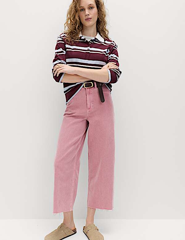 Pantacourt large en jean taille haute - FR