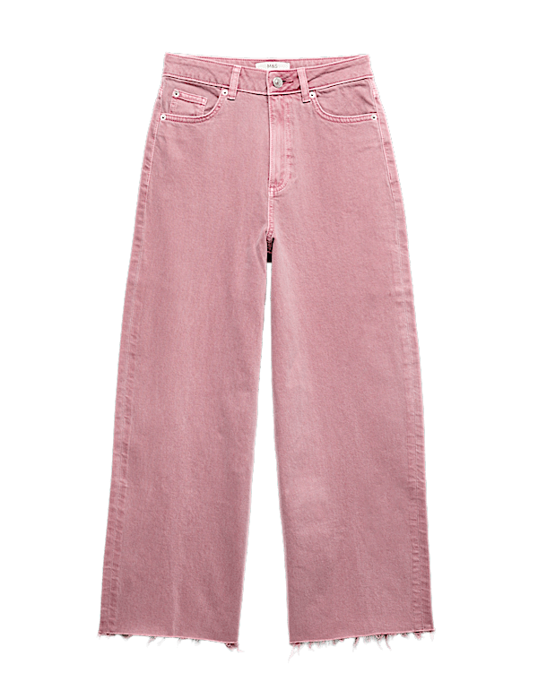 High Waisted Wide Leg Cropped Jeans