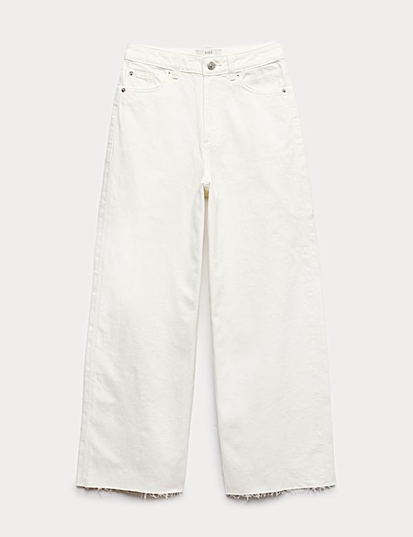 High Waisted Wide Leg Cropped Jeans - GR