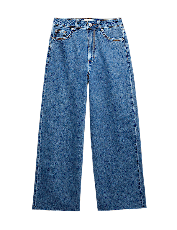 High Waisted Wide Leg Cropped Jeans