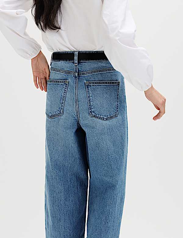 High Waisted Wide Leg Cropped Jeans - NZ