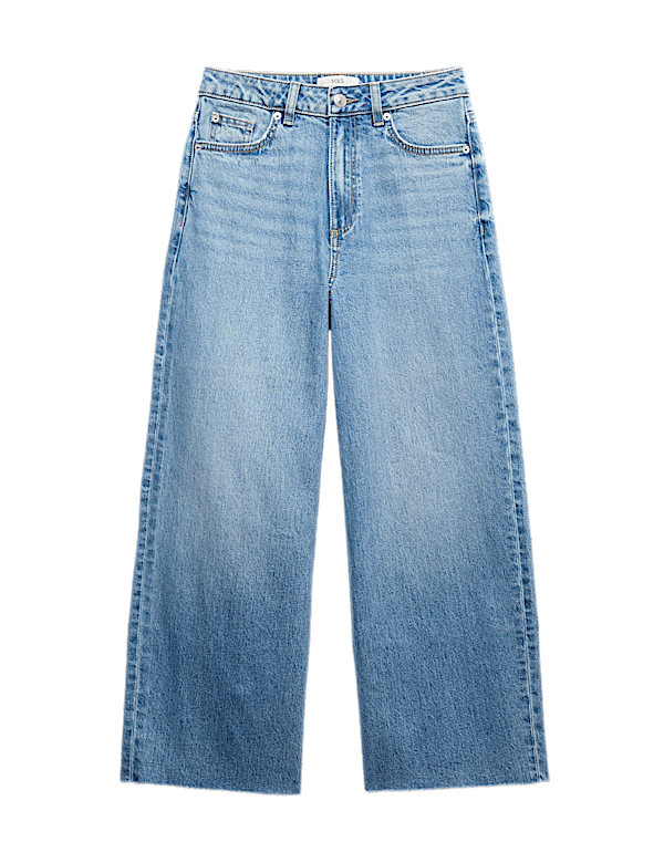 High Waisted Wide Leg Cropped Jeans