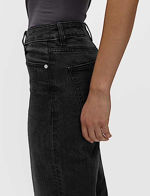 High Waisted Wide Leg Cropped Jeans - US