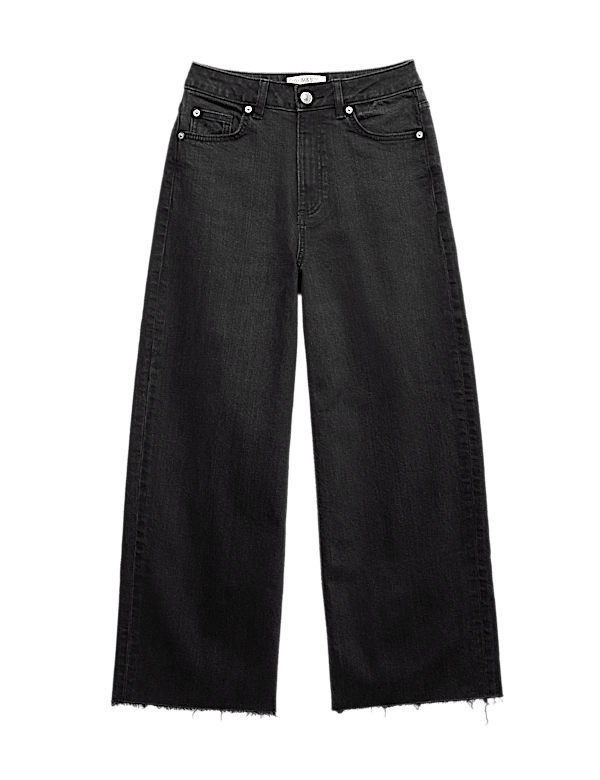 High Waisted Wide Leg Cropped Jeans