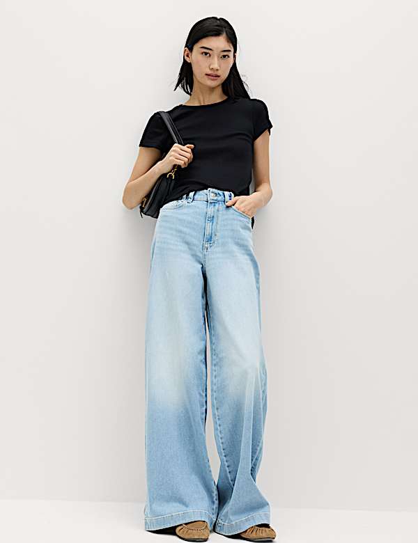 High Waisted Wide Leg Jeans - US