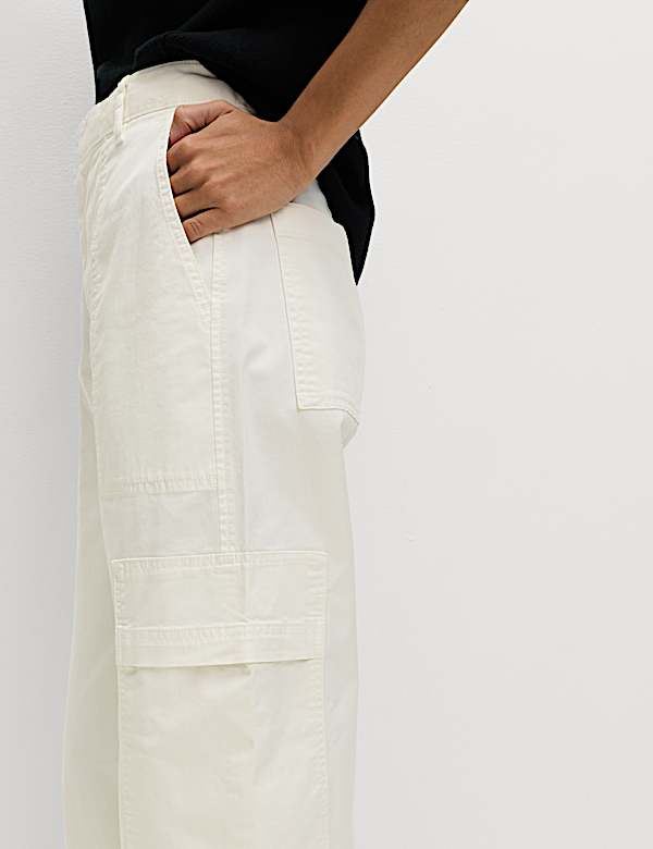 Cotton Rich Cargo Wide Leg Trousers