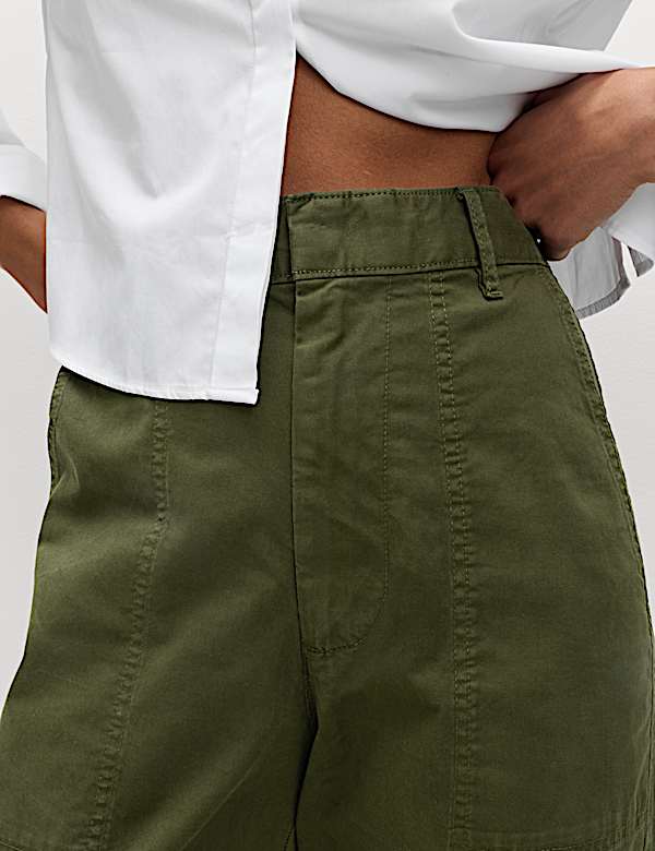 Cotton Rich Cargo Wide Leg Trousers