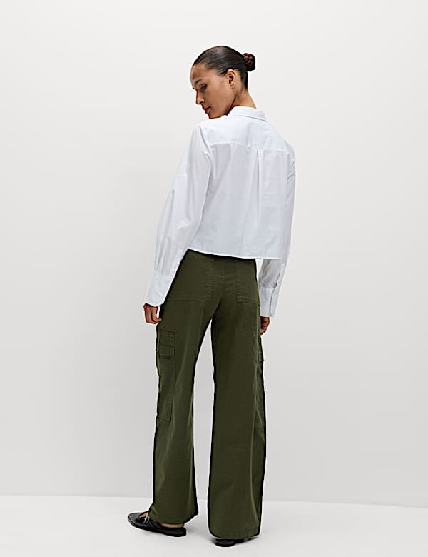 Cotton Rich Cargo Wide Leg Trousers