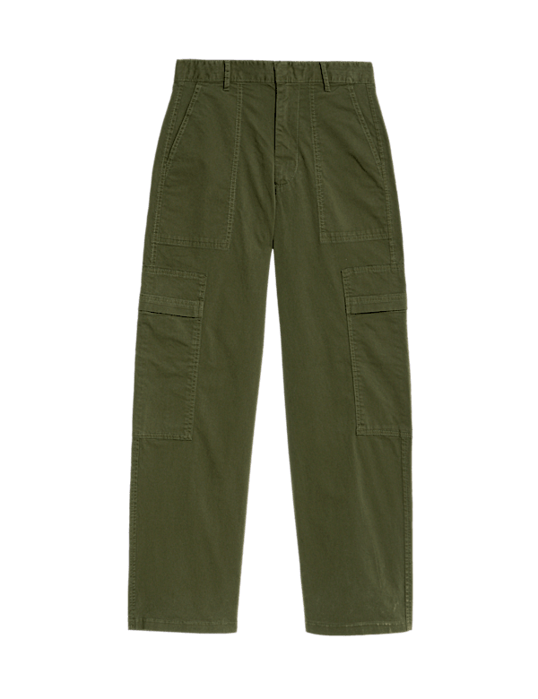 Cotton Rich Cargo Wide Leg Trousers