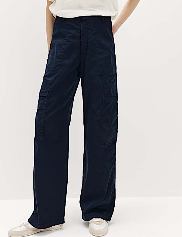 Lyocell Rich Cargo Wide Leg Trousers - NO