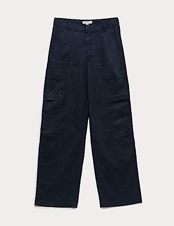 Lyocell Rich Cargo Wide Leg Trousers - NO