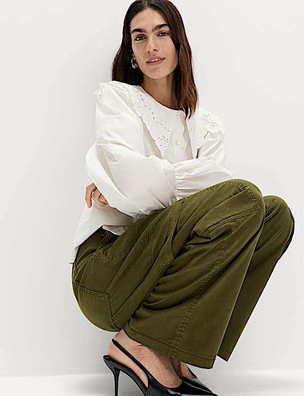 Lyocell Rich Cargo Wide Leg Trousers