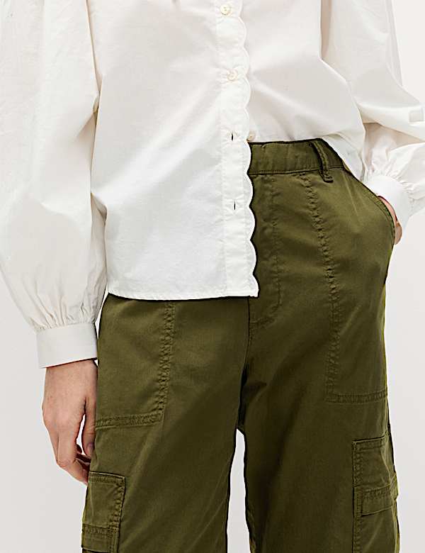 Lyocell Rich Cargo Wide Leg Trousers