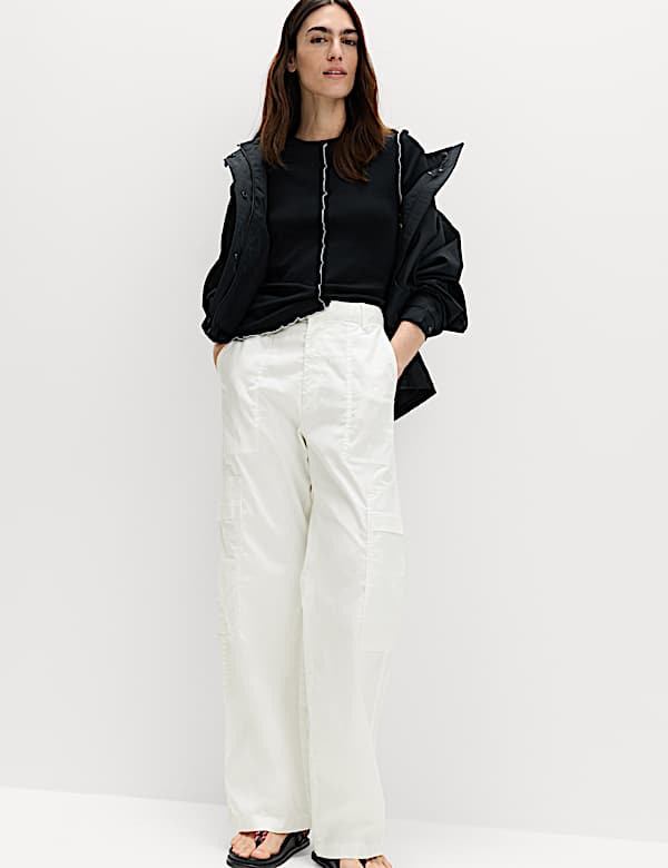 Lyocell Rich Cargo Wide Leg Trousers