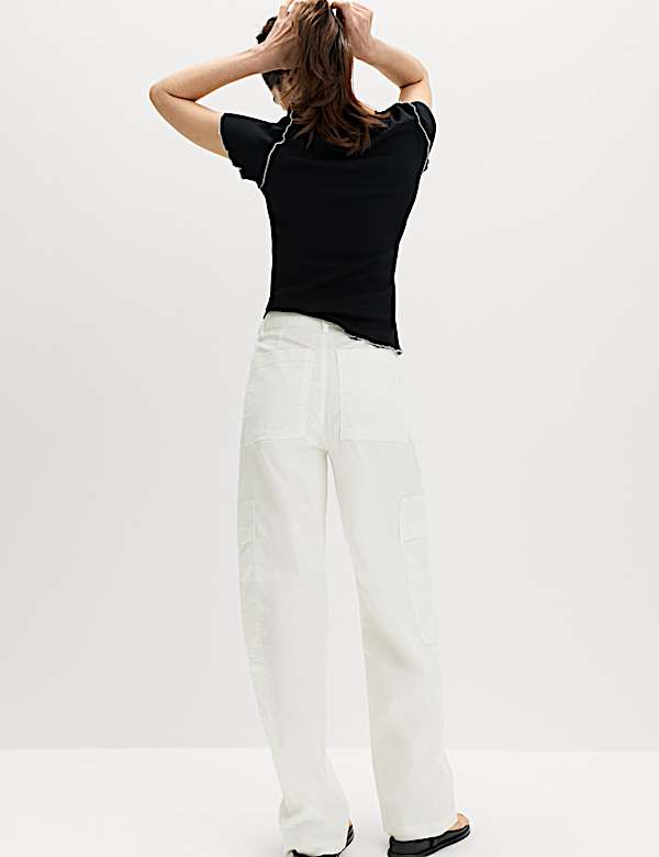 Lyocell Rich Cargo Wide Leg Trousers