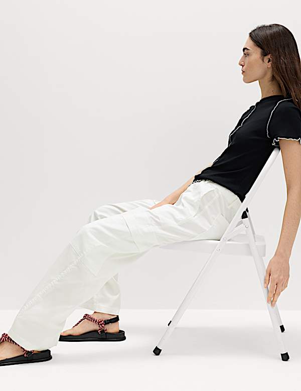 Lyocell Rich Cargo Wide Leg Trousers