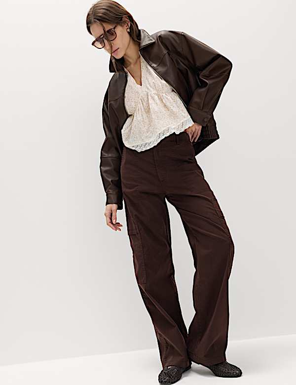 Lyocell Rich Cargo Wide Leg Trousers