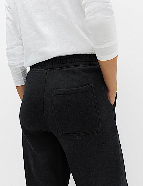 Pure Cotton Patch Pocket Wide Leg Joggers - US