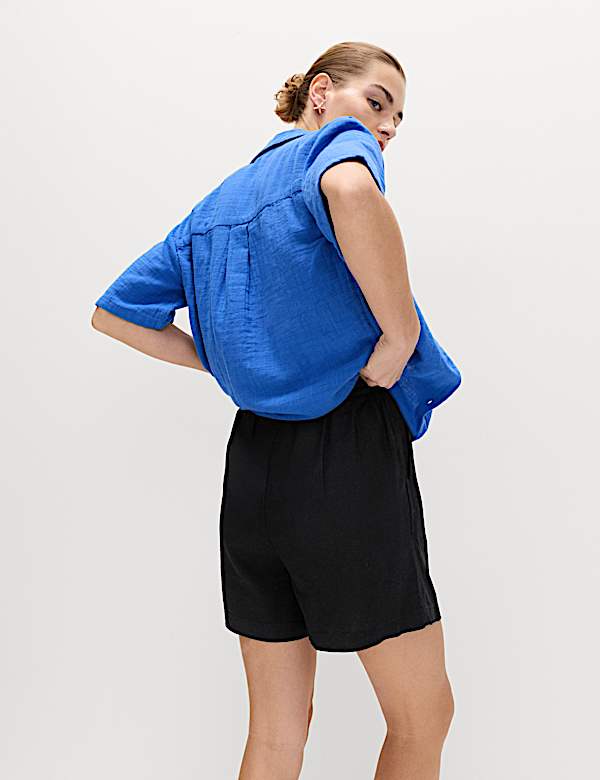 Linen Rich High Waisted Shorts - PL