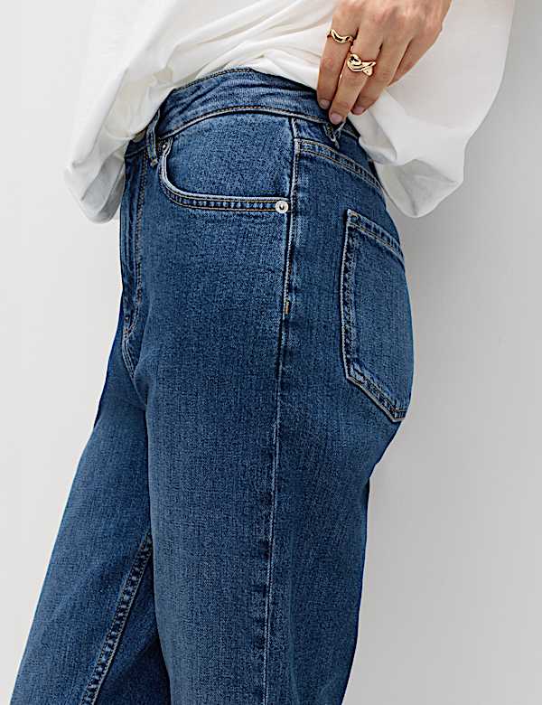 High Waisted Cropped Slim Fit Jeans - AU