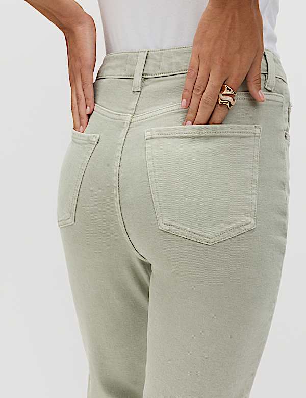 High Waisted Cropped Slim Fit Jeans - FR