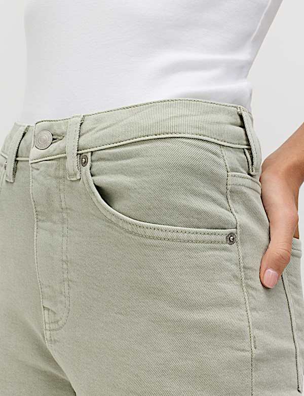 High Waisted Cropped Slim Fit Jeans - FR