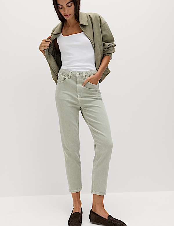 High Waisted Cropped Slim Fit Jeans - FR